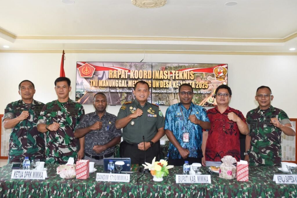 Bersama Forkopimda Dandim 1710/Mimika Gelar Rakornis TMMD Ke-124 Secara Virtual