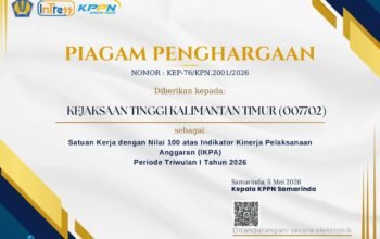 Keren, Kejati Kaltim Raih Nilai Sempurna 100 dalam IKPA Triwulan I Tahun 2026