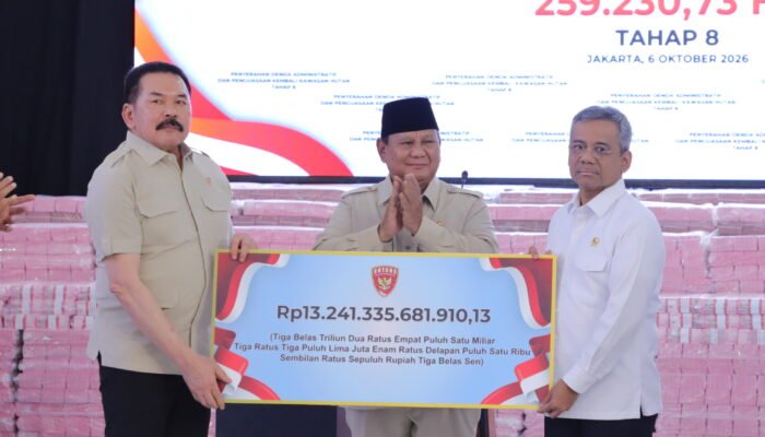 Hutan 6,2 Juta Hektare Disita Satgas, Dana Rp13,2 Triliun Masuk Kas Negara